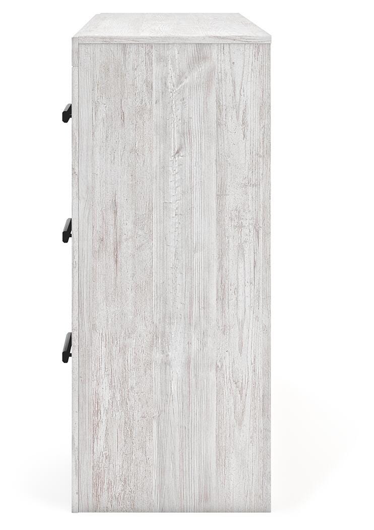 Ashley Furniture Cayboni Dresser with sleek wood finish and multiple drawers, shown in a modern bedroom setting.