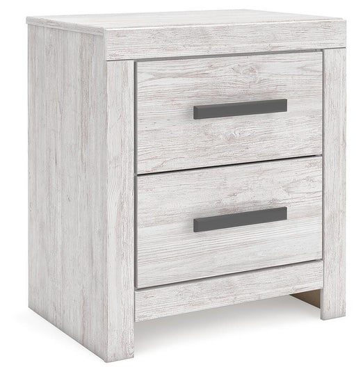 Ashley Furniture Cayboni nightstand with a modern design, featuring a sleek wood finish and a single drawer.