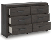 Ashley Furniture Prendonea Dresser with open drawers, showcasing spacious storage and modern design.