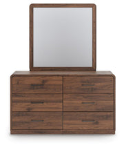 Ashley Furniture Fortlorn dresser and mirror set featuring a sleek wooden dresser with a matching mirror, stylish and functional bedroom furniture.