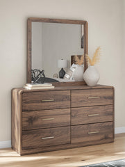 Ashley Furniture Fortlorn dresser and mirror set, featuring a sleek modern dresser with a matching wall mirror.