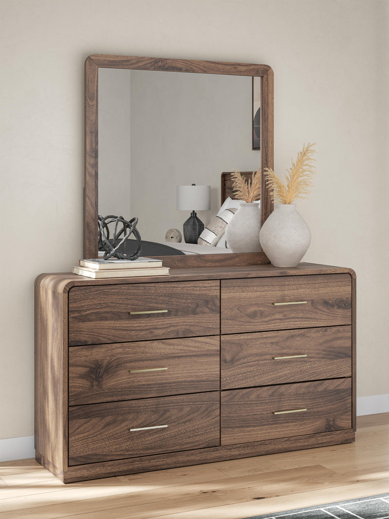 Ashley Furniture Fortlorn dresser and mirror set, featuring a sleek modern dresser with a matching wall mirror.
