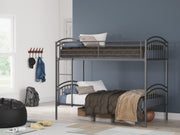 Ashley Furniture Lanceburg bunk bed with ladder, featuring sturdy wooden frame and space-saving design for kids' bedroom.