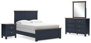 Ashley Furniture Landocken Bedroom Set with bed, dresser, and nightstands in a modern bedroom arrangement.