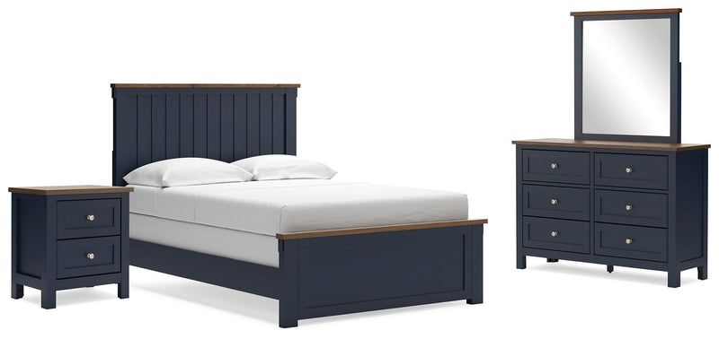 Ashley Furniture Landocken Bedroom Set with bed, dresser, and nightstands in a modern bedroom arrangement.