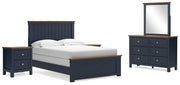 Ashley Furniture Landocken bedroom set with a bed, nightstands, and dresser in a modern bedroom arrangement.