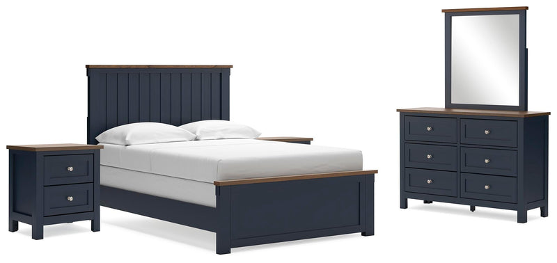Ashley Furniture Landocken bedroom set with a bed, nightstands, and dresser in a modern bedroom arrangement.