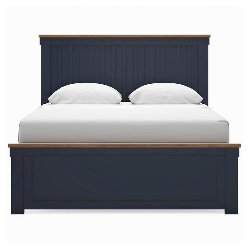 Ashley Furniture Landocken bedroom set with a headboard, dresser, and nightstands in a modern bedroom arrangement.