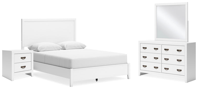 Ashley Furniture Binterglen bedroom set featuring a bed, nightstands, and dresser with a warm wood finish and modern design.