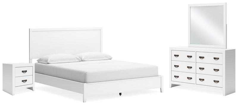 Ashley Furniture Binterglen bedroom set with a bed, nightstands, and dresser in a modern design with neutral tones.