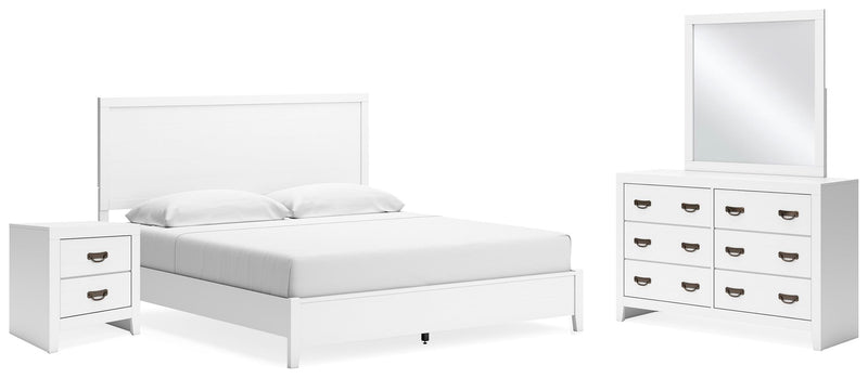 Ashley Furniture Binterglen bedroom set with a queen-sized bed, dresser, mirror, and nightstands in a modern bedroom design.