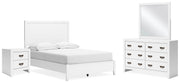 Ashley Furniture Binterglen bedroom set including bed frame, dresser, and nightstands in a stylish bedroom arrangement.