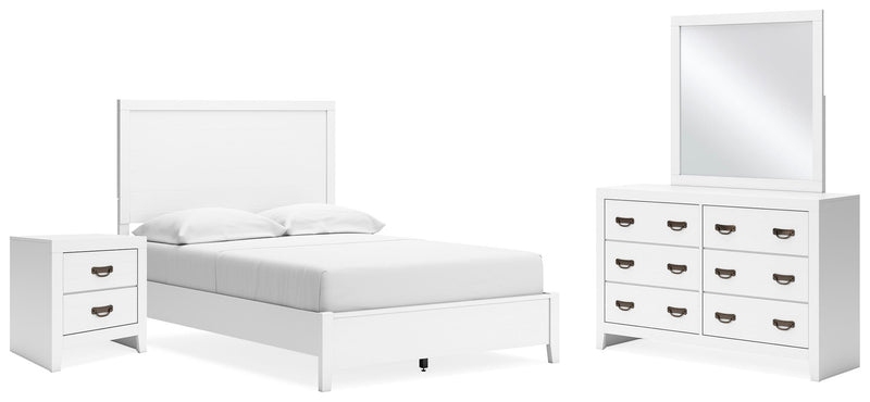 Ashley Furniture Binterglen bedroom set including bed frame, dresser, and nightstands in a stylish bedroom arrangement.