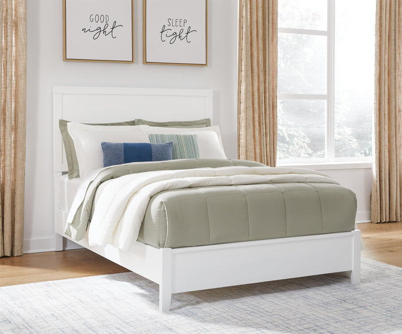 Ashley Furniture Binterglen Bedroom Set with bed frame, nightstands, and dresser, styled in a modern bedroom scene.