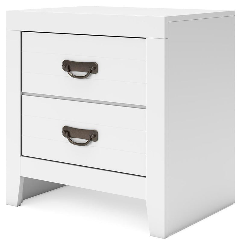 Ashley Furniture Binterglen bedroom set with a modern bed frame, matching nightstands, and dresser, shown from an angled view.