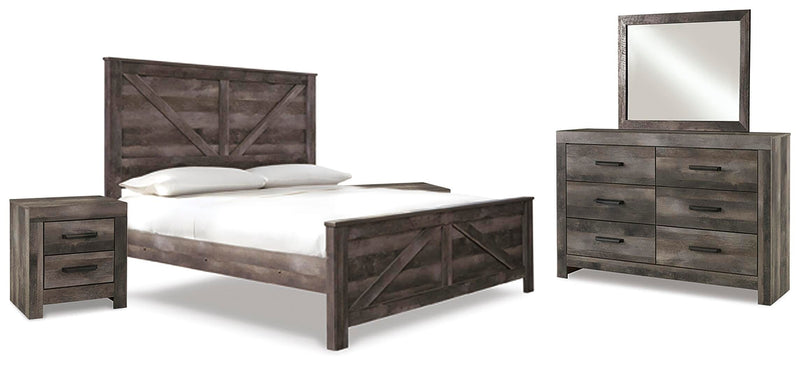 Ashley Furniture Wynnlow bedroom set featuring a stylish bed frame, dresser, and nightstands in a modern bedroom setting.