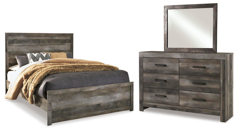 Ashley Furniture Wynnlow bedroom set featuring a bed frame, nightstands, and matching dresser in a modern design.