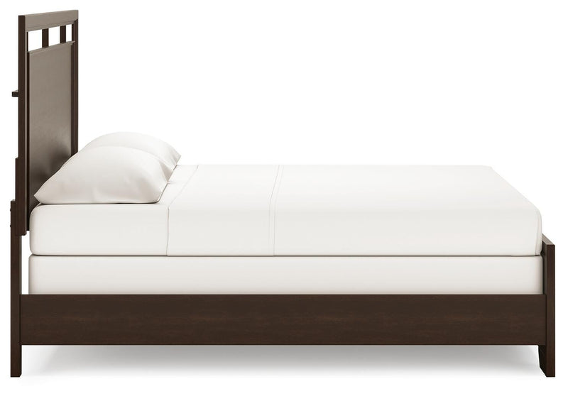 Ashley Furniture Covetown Bedroom Set with bed, nightstands, and dresser arranged in a modern bedroom scene.