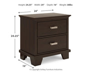 Ashley Furniture Covetown Bedroom Set with a modern bed frame, nightstands, and dresser in a cozy bedroom scene.