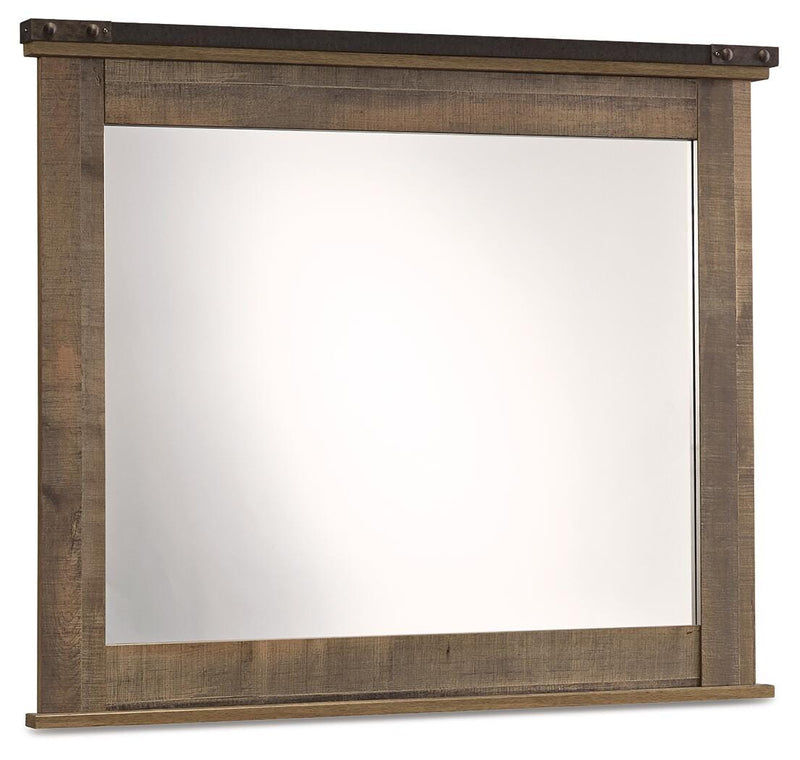 Ashley Furniture Trinell bedroom mirror with a sleek, rectangular design and a polished wood frame for modern bedroom decor.