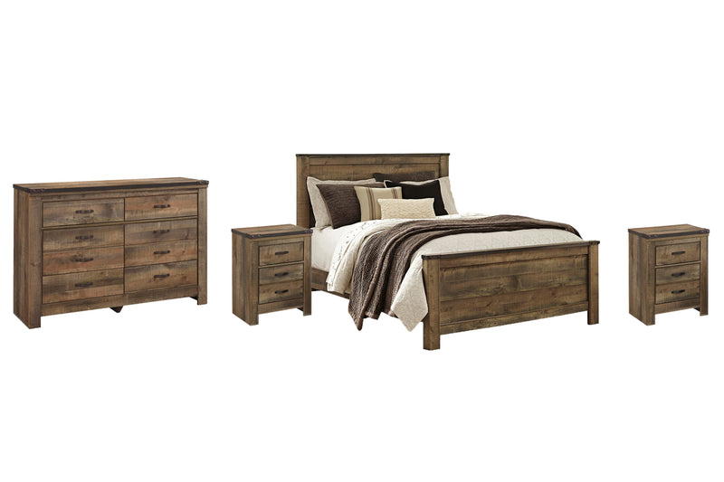 Ashley Furniture Trinell bedroom fireplace set with a cozy fireplace, wooden mantel, and decorative accents in a modern bedroom setting.