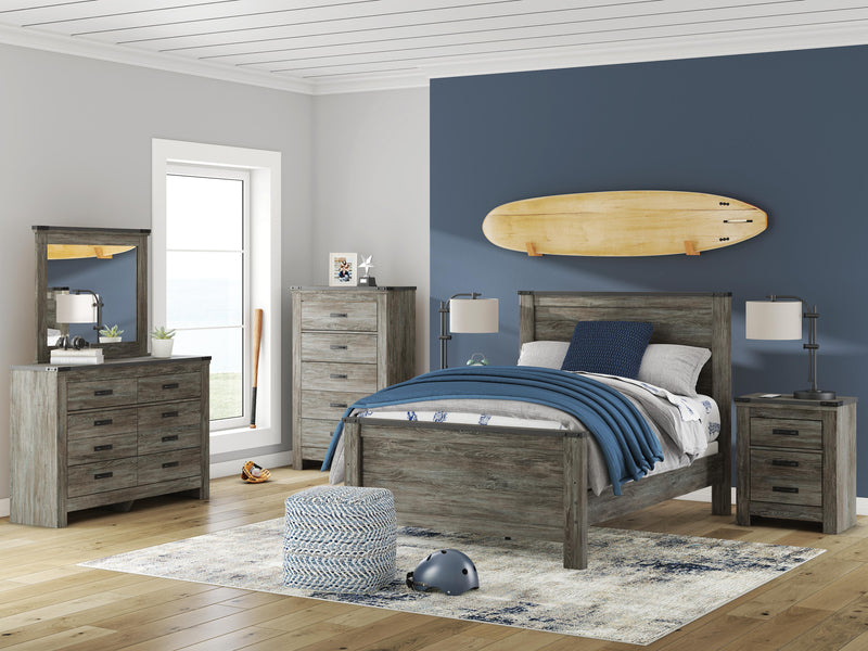 Ashley Furniture Frandern Dresser with multiple drawers, dark wood finish, and sleek modern design.