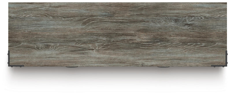 Ashley Furniture Frandern dresser with mirror, featuring a sleek wood finish and modern design, shown with top and mirror in a bedroom setting.
