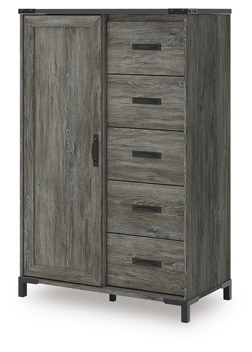 Ashley Furniture Frandern Dressing Chest with angled view, showcasing its wooden finish and elegant storage drawers.