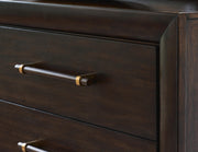 Ashley Furniture Dantenton dresser with mirror, showcasing a wooden dresser with a matching mirror and modern hardware design.