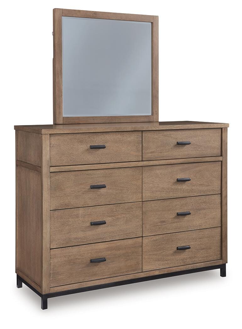 Ashley Furniture Tomtyn dresser with matching mirror, featuring a sleek wooden finish and modern design.