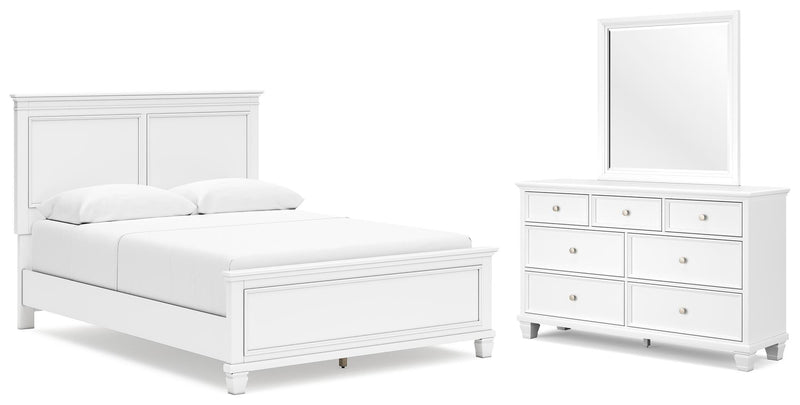 Ashley Furniture Fortman bedroom set featuring a bed frame and matching nightstands in a modern design.