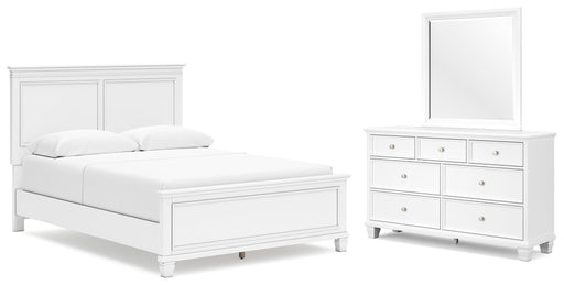 Ashley Furniture Fortman bedroom set featuring a bed frame and matching nightstands in a modern design.