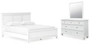 Ashley Furniture Fortman bedroom set featuring a bed, nightstands, and matching dresser with modern design and neutral finishes.