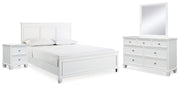 Ashley Furniture Fortman bedroom set with a modern bed frame, matching nightstands, and dresser in a stylish bedroom setting.
