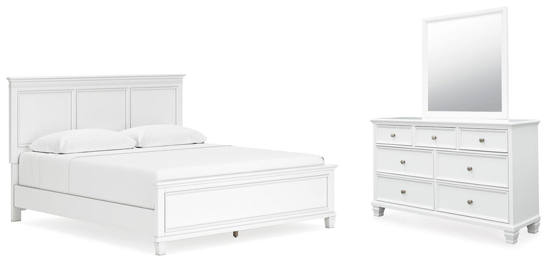 Ashley Furniture Fortman bedroom set featuring a sleek bed frame, matching nightstands, and coordinating bedroom furniture in a modern style.