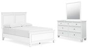 Ashley Furniture Fortman bedroom set featuring a bed frame, nightstands, and matching dresser with elegant wood finish.