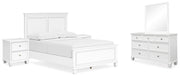 Ashley Furniture Fortman bedroom set includes a bed frame, nightstands, and dresser with a modern wood finish.