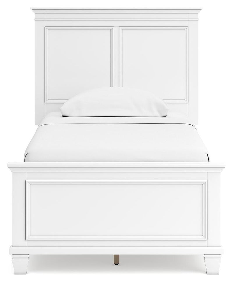 Ashley Furniture Fortman bedroom set featuring a bed with a upholstered headboard and matching bedroom furniture.