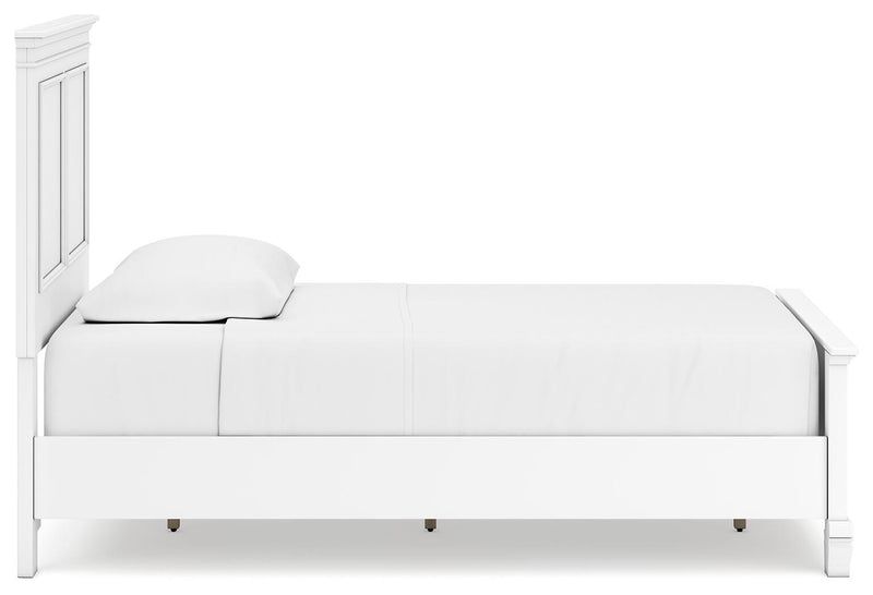 Ashley Furniture Fortman Bed with a sleek wooden frame and modern design, shown in a side view.