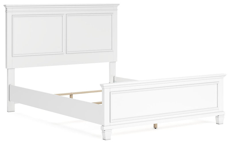 Ashley Furniture Fortman Bed with a modern design, showcasing a sturdy wooden frame and neutral finish.