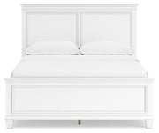 Ashley Furniture Fortman Bed with a sleek wooden headboard and modern design, shown in a head-on view.