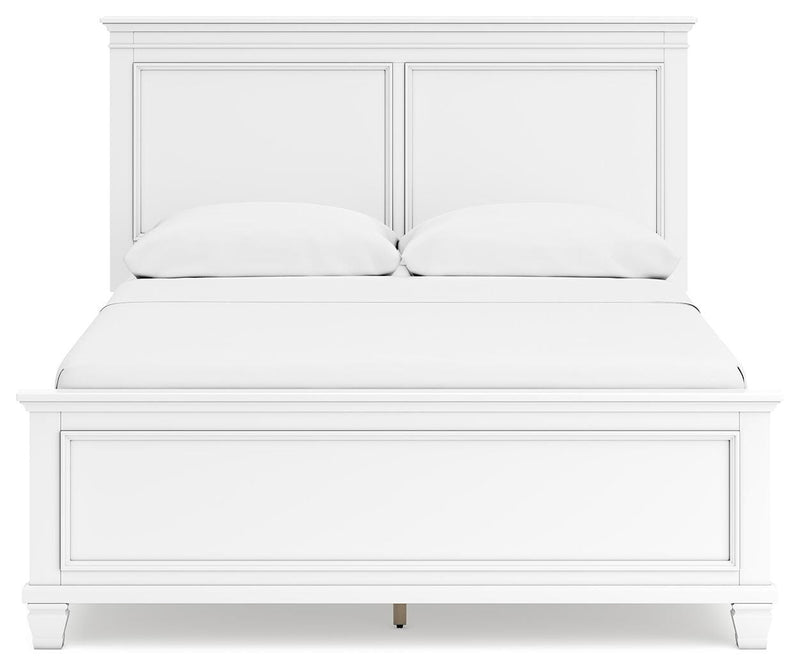 Ashley Furniture Fortman Bed with a sleek wooden headboard and modern design, shown in a head-on view.