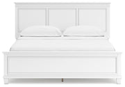 Ashley Furniture Fortman Bed with upholstered headboard and elegant design, shown from a front-on view.