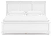 Ashley Furniture Fortman Bed with a wooden headboard featuring a classic design and rich finish.
