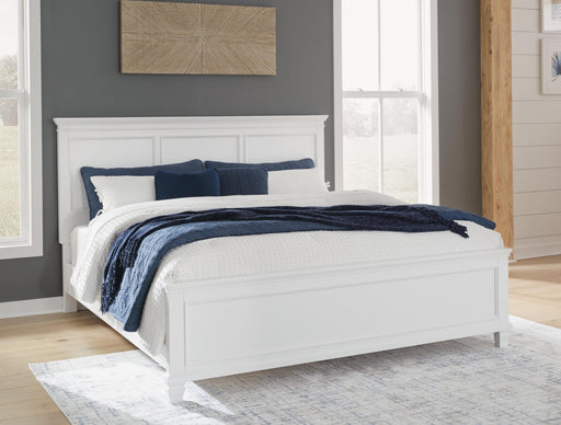Ashley Furniture Fortman Bed in dark wood finish with a classic headboard and sturdy frame, perfect for a modern bedroom.
