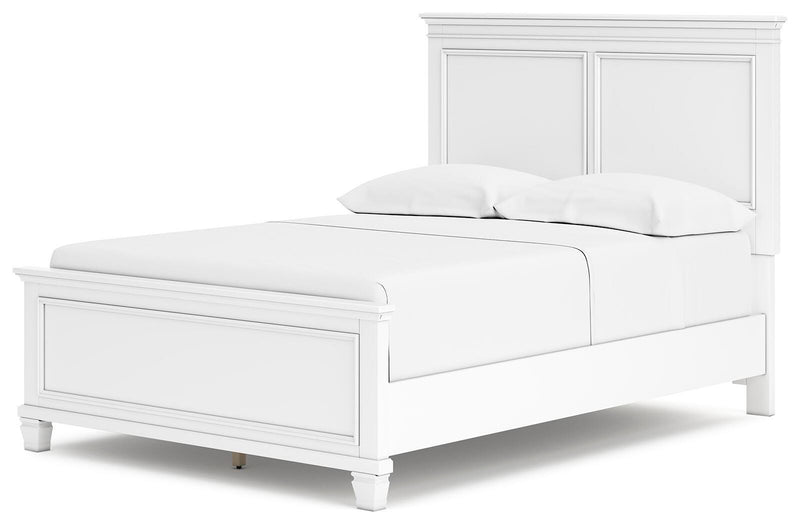 Ashley Furniture Fortman Bed with a sturdy wooden frame and modern design, shown from an angled view.