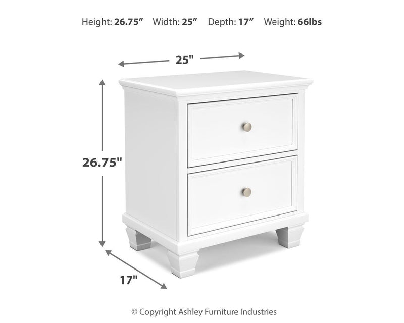 Ashley Furniture Fortman bedroom set featuring a stylish bed frame, matching nightstands, and dresser in a cozy bedroom setting.