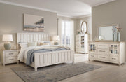 Ashley Furniture Shaybrock bedroom set featuring a bed frame, matching nightstands, and dresser in a contemporary style.