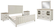 Ashley Furniture Shaybrock bedroom set featuring a bed, nightstands, and dresser in a modern wood finish.