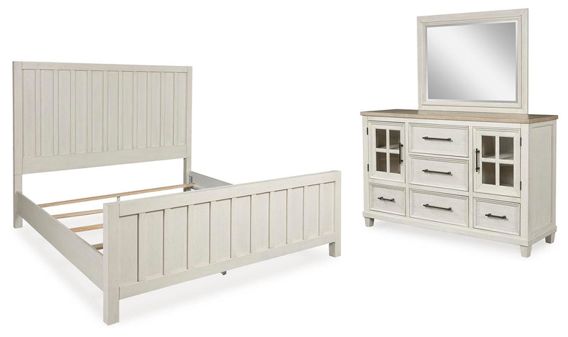 Ashley Furniture Shaybrock bedroom set featuring a bed, matching nightstands, and dresser with modern design elements.